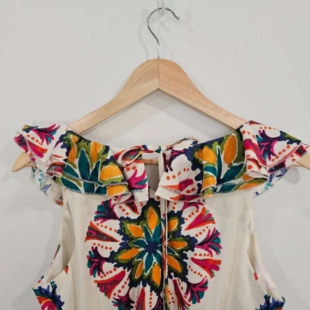 ECI New York Tropical Mini Dress V Neck Resort Vacation Size 2 - Picture 5 of 15